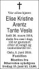 Dødsannonse Elise Christine Selmer Arentz