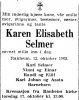 Dødsannonse Karen Elisabeth Selmer