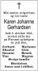 Dødsannonse Karen Johanne Gerhardsen
