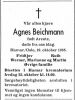 Dødsannonse Agnes Beichmann