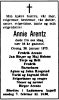 Dødsannonse Annie Elisabeth Arentz