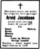 Dødsannonse Arvid Jacobsen