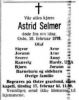 Dødsannonse Astrid Selmer, født Christiansen