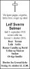 Dødsannonse for Leif Sverre Selmer 1932-2016