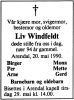 Dødsannonse Liv Windfeldt