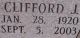 Gravestone for Clifford Julian Aasen