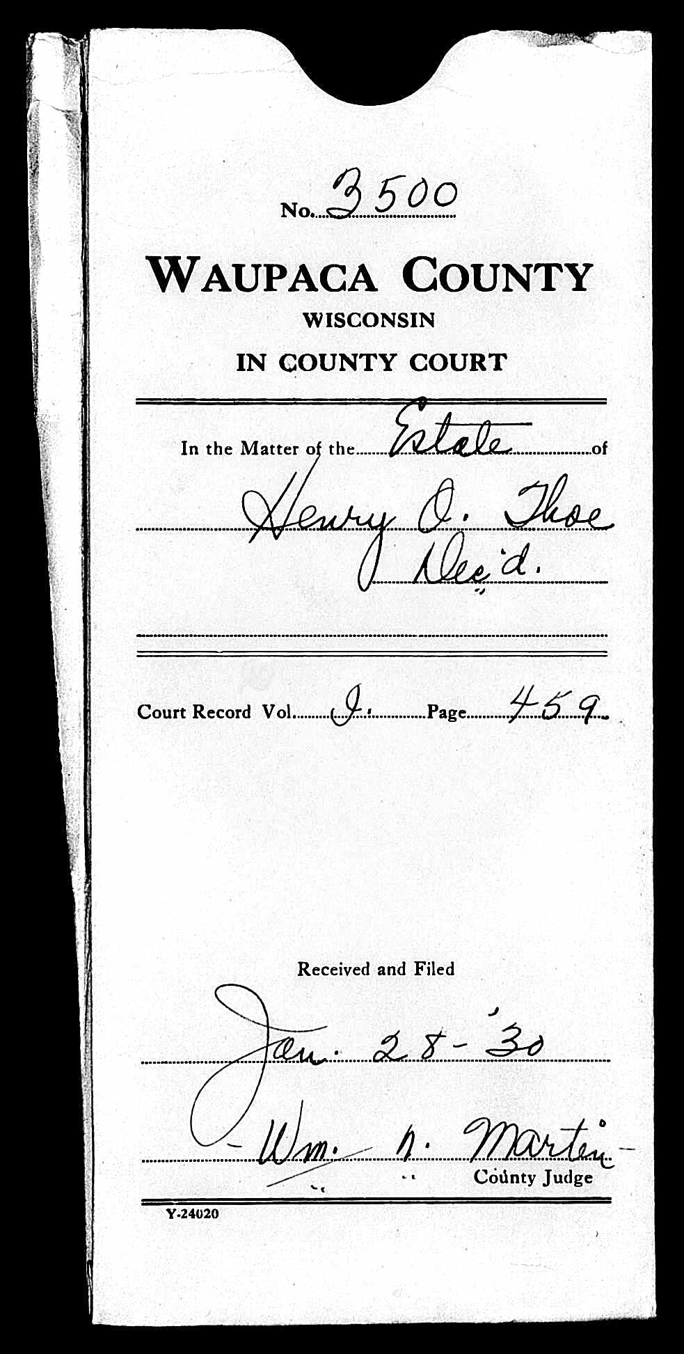 Testamente for Henry Oscar Thoe, 28. january 1930